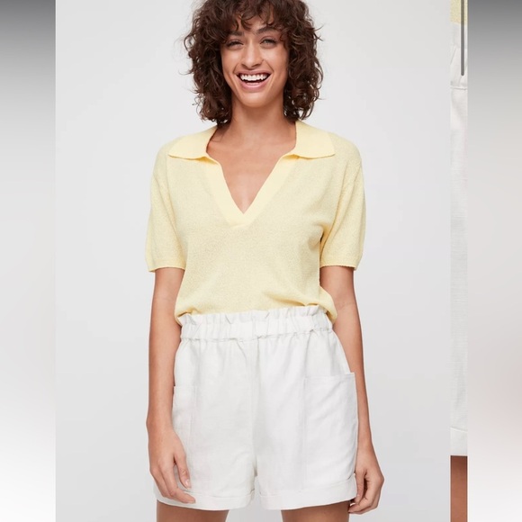 Aritzia Wilfred Free Harulia Shorts Gray Linen Blend High Waisted - Picture 5 of 6